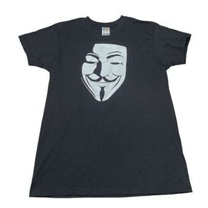 Y2K V For Vendetta Graphic Tee Men's Medium Short Sleeve White Mask Black‎ MORE